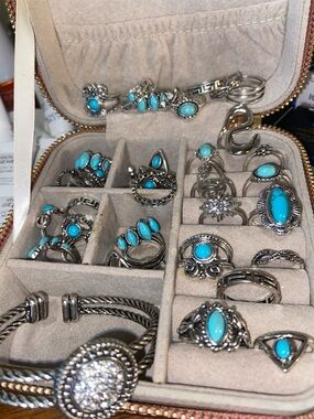 Silvertone Turquoise Set of 5 Assorted